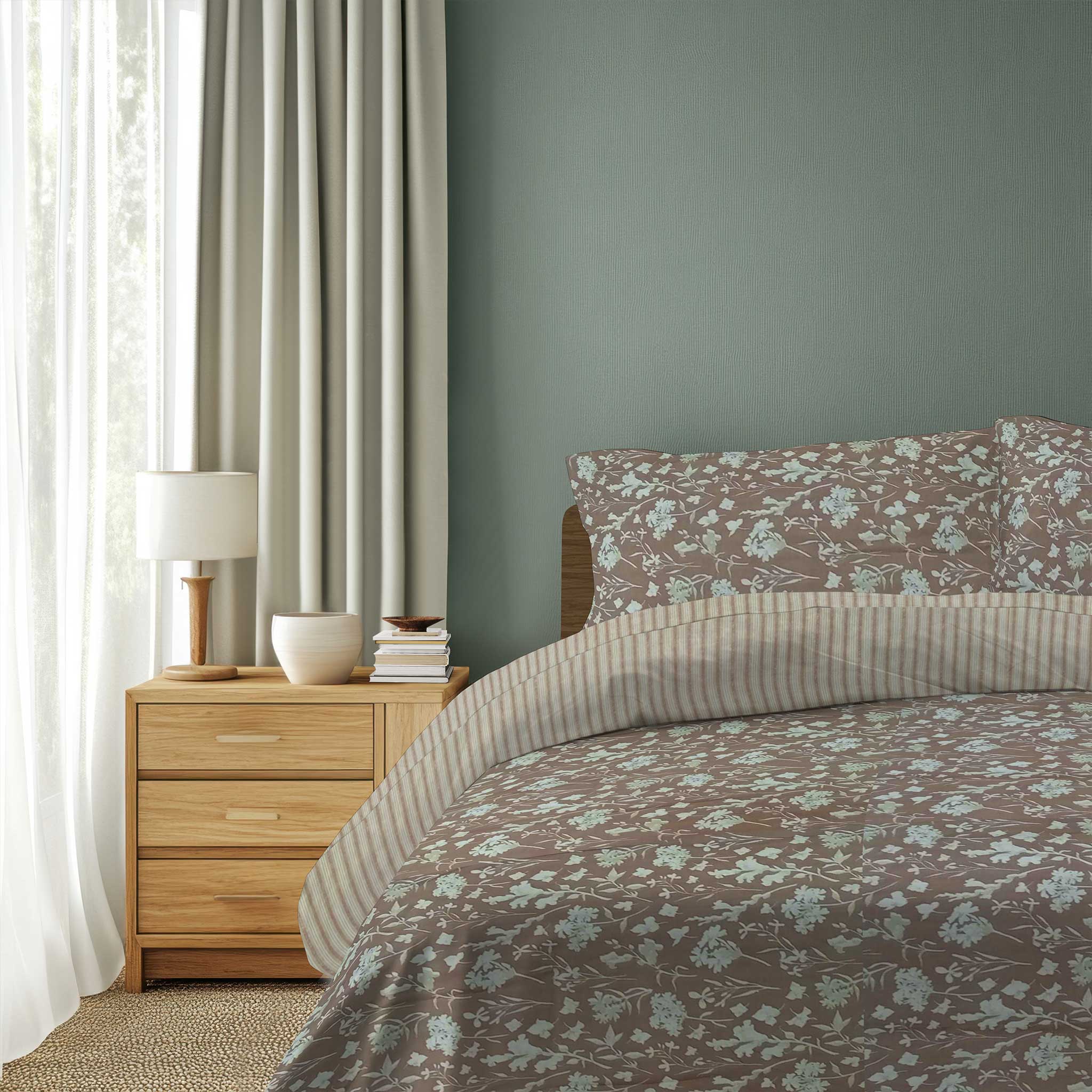 100% Cotton DUVET COVER SET Reversible Bedding Cover