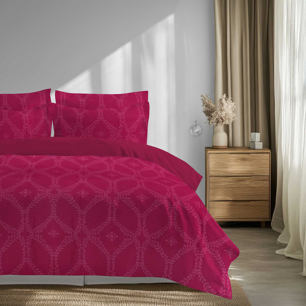 100% Cotton DUVET COVER SET Reversible Bedding Cover Self Print
