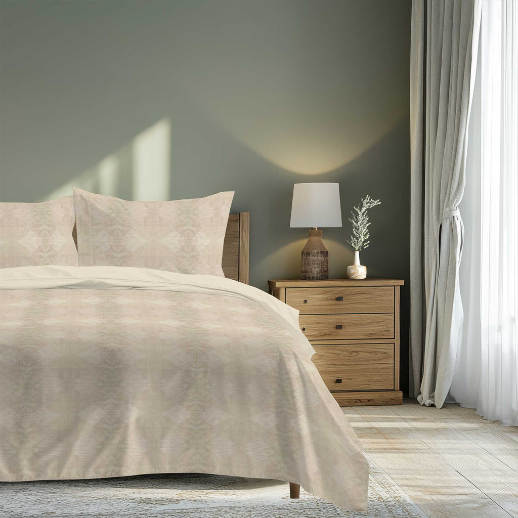100% Cotton DUVET COVER SET Reversible Bedding Cover Self Print