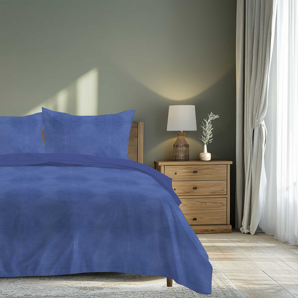 100% Cotton DUVET COVER SET Reversible Bedding Cover Self Print