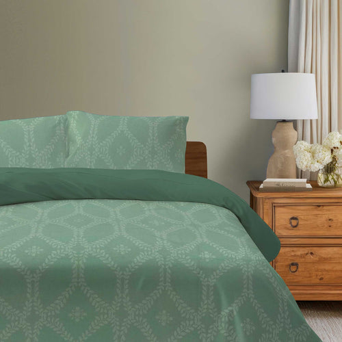 100% Cotton DUVET COVER SET Reversible Bedding Cover Self Print