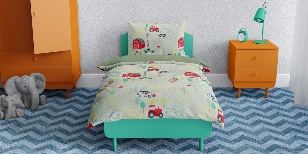 100% Cotton DUVET Kids COVER SET Reversible Bedding Cover