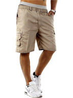 Mens Elasticated Waist Cargo Shorts Multi Pockets Combat