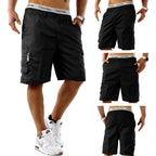 Mens Elasticated Waist Cargo Shorts Multi Pockets Combat