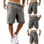 Mens Elasticated Waist Cargo Shorts Multi Pockets Combat