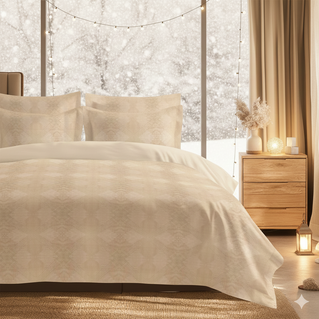 100% Cotton DUVET COVER SET Reversible Bedding Cover Self Print