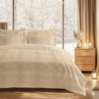 100% Cotton DUVET COVER SET Reversible Bedding Cover Self Print
